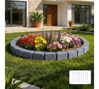 VEVOR Borde de Jardín Efecto de Piedra Longitud de 4725 mm, Bordura Jardín Exterior, Ladrillos de 1190 x 100 x 155 mm, con Estacas de Anclaje, Borde Decorativo para Césped Patio Flores Estanque, Gris