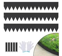 VEVOR Bordura de Acero 101,6x15,2 cm Borde para Césped 3 Piezas Valla Delimitadora de Bordes con 5 Clips de Fijación Borde Limitador de Jardín Flexible para Jardines, Senderos, Patios, Césped, Negro