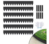 VEVOR Bordura de Acero 101,6x15,2 cm Borde para Césped 6 Piezas Valla Delimitadora de Bordes con 8 Clips de Fijación Borde Limitador de Jardín Flexible para Jardines, Senderos, Patios, Césped, Negro