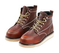 VEVOR Botas de Trabajo, Talla 10,5 EE. UU., con Puntera de Mocasín Impermeables, Antideslizantes y Transpirables con Suela de Goma EVA para la Industria de Construcción, Marrón, 321 x 113 x 185 mm