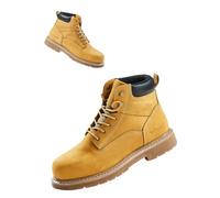 VEVOR Botas de Trabajo, Talla 12 EE. UU., con Punta Acero Impermeable, Antideslizante, Transpirable con Suela de Goma Ligera para Industria de Construcción, Amarillo Parduzco, 335 x 123 x 202 mm