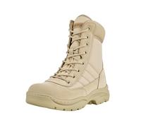 VEVOR Botas Tácticas Militares Hombre, 203 mm, de Cuero y Tela Oxford 1000D, Ligeras y Transpirables, con Cremallera Lateral, para Motociclista, Seguridad al Aire Libre, Talla 11 EE. UU., Arena