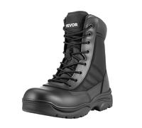 VEVOR Botas Tácticas Militares Hombre, 203 mm, Ligeras y Transpirables, Cremallera Lateral, para Motociclistas, Montañismo y Seguridad al Aire Libre, Talla 9 EE. UU., Negro, 295 x 105 x 235 mm