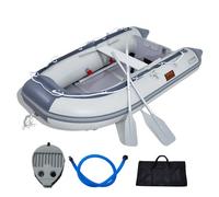 VEVOR Bote inflable, bote inflable para 4 personas, con piso de madera marina y banco de aluminio ajustable, carga 1000 libras, remos de aluminio, bomba de aire y bolsa de transporte