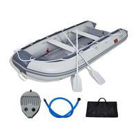 VEVOR Bote inflable, bote inflable para 6 personas, con piso de madera marina y banco de aluminio ajustable, carga de 1500 lb, remos de aluminio, bomba de aire y bolsa de transporte