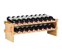 VEVOR Botellero Apilable de Vino 18 Botellas Estante de Almacenamiento de Bambú 850x250x275 mm Botellero Independiente de 2 Niveles Estantes sin Sacudidas para Cocina, Bar, Bodega, Color Natural