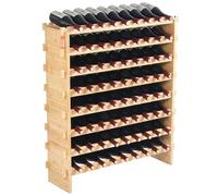 VEVOR Botellero Apilable de Vino 72 Botellas Estante de Almacenamiento de Bambú 898x250x1035 mm Botellero Independiente de 8 Niveles Estantes sin Sacudidas para Cocina, Bar, Bodega, Color Natural