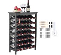 VEVOR Botellero Apilable de Vino para 42 Botellas Estante de Almacenamiento de Bambú 660x290x1000 mm Botellero Independiente de 7 Niveles Estantes sin Sacudidas para Cocina, Bar, Bodega, Negro