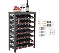 VEVOR Botellero Apilable de Vino para 42 Botellas Estante de Almacenamiento de Bambú 660x290x1000 mm Botellero Independiente de 7 Niveles Estantes sin Sacudidas para Cocina, Bar, Bodega, Negro