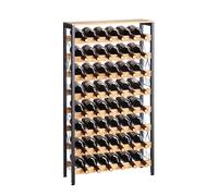 VEVOR Botellero para 48 Botellas, 8 Niveles, Independiente, de Hierro y Madera, Capacidad de Carga Total 80 kg y Patas Ajustables, Ideal para la Cocina o el Bar, Color Negro, 660 x 235 x 1190 mm