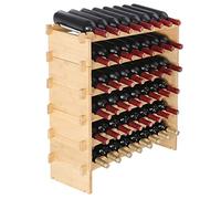 VEVOR Botellero para Vinos de Bambú de 6 Niveles 48 Botellas Estantería Modular Apilable 76,5 x 25 x 77,5 cm Estantería de Exhibición Independiente para Vinos para Cocina, Bar y Bodega, Color Natural