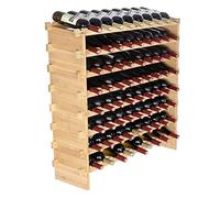 VEVOR Botellero para Vinos de Bambú de 8 Niveles 72 Botellas Estantería Modular Apilable 85 x 25 x 102,5 cm Estantería de Exhibición Independiente para Vinos para Cocina, Bar y Bodega, Color Natural