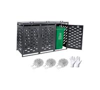 VEVOR Botes de Basura para Exteriores de 3 x 240 L, Armario de Almacenamiento Horizontal Impermeable con Tapa de Cadena, Bote de Basura con Cerradura para Jardín, Patio y Terraza, Gris Oscuro