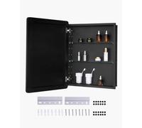 VEVOR Botiquín con Espejo para Baño con Puerta de Espejo y Estantes de Vidrio Ajustables, Instalación Empotrada y Montada en la Pared, Aluminio, Organizador de Almacenamiento, 610 x 126 x 762 mm