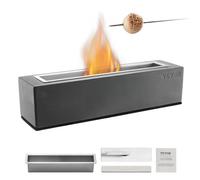 VEVOR Brasero de Mesa de Hormigón para Decoración Interiores Exteriores, Alcohol Isopropílico, para Smores, para Patio, Balcón, con Cubierta para Extintor, Cuadrado, Gris Claro, 380 x 100 x 135 mm