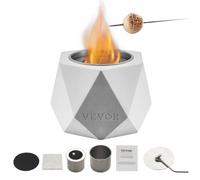 VEVOR Brasero de Mesa para Chimenea, de Hormigón, para Decoración Interiores y Exteriores, Quemador Portátil de Alcohol Isopropílico, para Patio, Balcón, con Extintor, Gris Claro, 125 x 117 x 105 mm