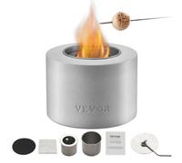 VEVOR Brasero de Mesa para Fogatas para Decoración de Interiores y Exteriores, Quemador Portátil de Alcohol Isopropílico, para Patio, Balcón, con Tapa para Extintor, Gris Claro, Φ 127 x 108 mm