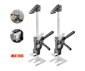 VEVOR Brazo Ahorrador de Trabajo 2 Piezas Carga de 150 kg Elevación hasta 250 mm Levantador Manual de Placas de Metal con Nivel Magnético para Puertas, Ventanas, Muebles, Carpintería, Negro