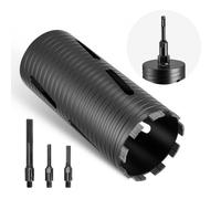 VEVOR Broca de Corona para Perforación en Seco, 102 mm Diámetro, 241 mm Profundidad, Rosca Interna M16, con 3 Adaptadores, Broca Piloto, Llave Hexagonal a Hormigón Armado, Ladrillo y Mampostería