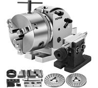 VEVOR BS-0 Cabeza Divisora de Precisión con Mandril de 3 Mordazas Contrapunto, Cabezal Divisor MT2 con Mandril de 125 mm, Cabezal Divisorio 23 kg, Altura de Centro de Indexación 100 mm con Placas