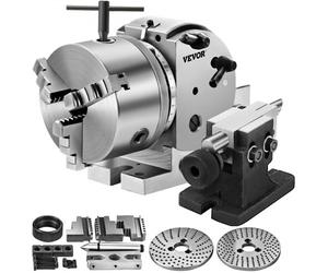 VEVOR BS-0 Cabeza Divisora de Precisión con Mandril de 3 Mordazas Contrapunto, Cabezal Divisor MT2 con Mandril de 168 mm, Cabezal Divisorio 23 kg, Altura de Centro de Indexación 100 mm con Placas