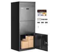 VEVOR Buzón de Correo para Paquetes de Exterior 1198 x 500 x 360 mm Buzón con Cerradura de Acero Galvanizado con Diseño Antirrobo Resistente a la Intemperie para Hogar, Oficina, Porche, Negro