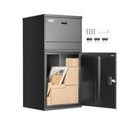 VEVOR Buzón de Correo para Paquetes de Exterior 500 x 398 x 980 mm Buzón con Cerradura de Acero Galvanizado con Diseño Antirrobo Resistente a la Intemperie para Hogar, Oficina, Porche, Negro