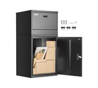 VEVOR Buzón de Correo para Paquetes de Exterior 500 x 398 x 980 mm Buzón con Cerradura de Acero Galvanizado con Diseño Antirrobo Resistente a la Intemperie para Hogar, Oficina, Porche, Negro