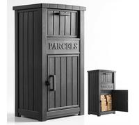 VEVOR Buzón para Paquetes de Exterior Alto de 1121 mm de Plástico Negro | para Hogar, Entrada de Casa, Porche, Oficina, Gran Capacidad, Función Antirrobo, Impermeable, Material PP, Kit de Accesorios