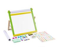 VEVOR Caballete de mesa para niños, caballete de madera 3 en 1 de doble cara con pizarra magnética, pizarrón, rollo de papel, tablero de dibujo portátil plegable con accesorios de pintura para niños y