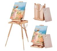 VEVOR Caballete Francés con Capacidad para Lienzos de hasta 865mm Caballete Plegable de Madera de Haya con Cajón, Paleta y Correa, Ángulo y Altura Ajustables, Caballete Portátil para Pintura Artística
