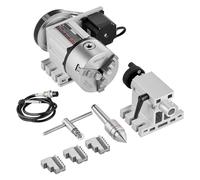VEVOR Cabezal divisorio portabrocas de 3 mordazas K11-100 mm, fresadora CNC eje rotacional, cabezal indexador de eje A, altura central de 2,6"/65 mm, contrapunto MT2, relación de engranaje 6:1