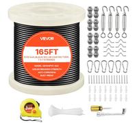 VEVOR Cable de Acero Inoxidable 304 Diámetro de 2,38 mm, Rollo de Cuerda de Alambre 50 m, Resistencia a la Rotura de 2 KN, Construcción de 7 x 7, para Barandillas de Terraza, Enrejados de Jardín