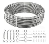 VEVOR Cable de Acero Inoxidable 304 Diámetro de 3,2 mm, Rollo de Cuerda de Alambre 30,5 m, Resistencia a la Rotura de 2 KN, Construcción de 7 x 7, para Barandillas de Terraza, Enrejados de Jardín