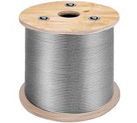VEVOR Cable de acero inoxidable 304 diámetro de 4,76 mm cable de alambre inoxidable de 150 m construcción 7x19 hilos resistencia a la rotura 1678 kg kg para barandilla exterior, balaustre de bricolaje