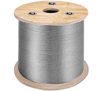 VEVOR Cable de acero inoxidable 316 7 x 7 150 m, fuerza mínima de rotura de 6,14 KN, cable de acero inoxidable, resistencia a la tracción 1570 MPa para puentes industriales ligeros, etc.