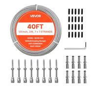 VEVOR Cable de Acero Inoxidable 316 Diámetro de 3,2 mm, Rollo de Cuerda de Alambre 12,2 m, Resistencia a la Rotura de 7,1 KN, Construcción de 7 x 7, para Barandillas de Terraza, Enrejados de Jardín
