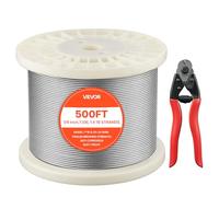 VEVOR Cable de Acero Inoxidable 316 Diámetro de 3,2 mm, Rollo de Cuerda de Alambre 152,4 m, Resistencia a la Rotura de 798,3 kg, Construcción de 1 x 19, para Barandillas y Enrejados de Jardín