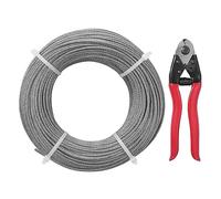 VEVOR Cable de Acero Inoxidable 91,5 m Diámetro de 3,18 mm Cable de Suspensión 7x7 hilos Resistencia a la Rotura 626 kg con Cortacables para Barandillas de Escaleras Tendedero Colgar Luces de Hadas