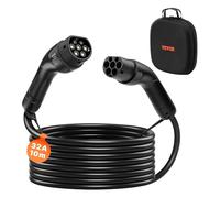 VEVOR Cable de Carga para Vehículos Eléctricos, 32 A, 10 m, máx. 22 kW, Alargador, Compatible con Cargadores de Vehículos Eléctricos Tipo 2, Trifásico CA 480 V 50 Hz, IP65, con Bolsa de Transporte
