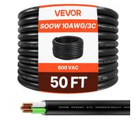 VEVOR Cable de Extensión de Alimentación Eléctrica 15,24 m 10 AWG (6 mm²) 3 Conductores