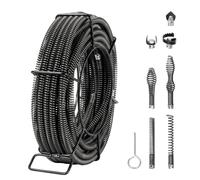 VEVOR Cable de Limpieza de Drenaje, Cable Limpiador de Drenaje Seccional Profesional con 7 Cortadores para Tuberías, Cable de Barrena de Drenaje de Alcantarillado de Núcleo Hueco 395 x 395 x 117 mm