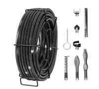 VEVOR Cable de Limpieza de Drenaje, Cable Limpiador de Drenaje Seccional Profesional con 7 Cortadores para Tuberías, Cable de Barrena de Drenaje de Alcantarillado de Núcleo Hueco 435 x 435 x 130 mm