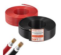 VEVOR Cable Solar 6 mm², Cable de Extensión para Paneles Solares, Rojo y Negro de 15,24 m, Cobre Estañado, IP67 Impermeable, para Instalación de Sistemas PV en Exterior Techo Caravanas Barco Marino