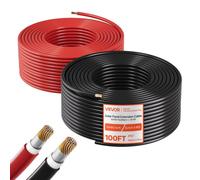 VEVOR Cable Solar 6 mm², Cable de Extensión para Paneles Solares, Rojo y Negro de 30,48 m, IP67 Impermeable, Cobre Estañado, para Instalación de Sistemas PV en Exterior Caravanas Techo Barco Marino