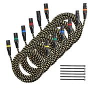 VEVOR Cable XLR de 7,62 m, Blindado, Balanceado, DMX Macho a Hembra, 3 Pines Chapado en Oro, para Iluminación de Escenario, Micrófonos, Amplificadores, Mezcladores y Sistemas de Altavoces, 6 uds