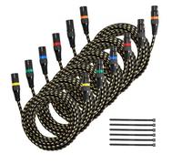 VEVOR Cable XLR de 7,62 m, Blindado, Balanceado, DMX Macho a Hembra, 3 Pines Chapado en Oro, para Iluminación de Escenario, Micrófonos, Amplificadores, Mezcladores y Sistemas de Altavoces, 6 uds