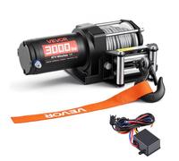 VEVOR Cabrestante Eléctrico 12 V 1360 kg para ATV con Cable de Acero Aluminio 5 mm x 12 m, Motor 0,95 kW, Control Remoto, IP55, con Placa de Montaje y Guía de Rodillos para Todoterreno y Exteriores