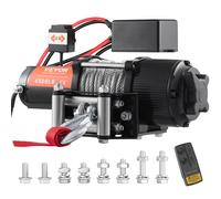 VEVOR Cabrestante Eléctrico 12 V 2041 kg Cable de Acero Control Remoto de Mano