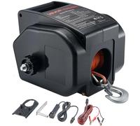 VEVOR Cabrestante Eléctrico, 12 V CC, 300 W, Reversible para Embarcaciones de hasta 900 kg, con Encendido y Apagado Automático, con Control Remoto con Cable y Manivela, 245 x 256 x 196 mm, Negro